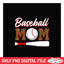 baseball mom leopard softball bat clipart png, mother day png, digital download