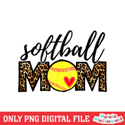 softball mom leopard heart baseball sublimation png, mother day png, digital download