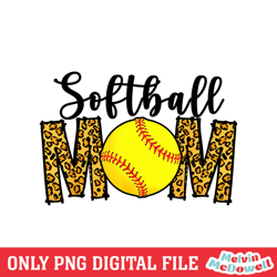 softball mom yellow leopard design png, mother day png, digital download
