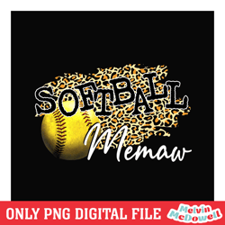 softball memaw leopard print clipart png, mother day png, digital download