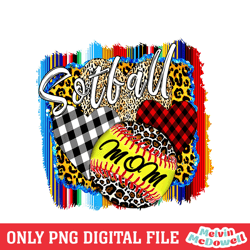 softball mom leopard love heart plaid png, mother day png, digital download
