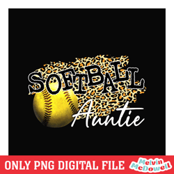 softball auntie leopard print mother day png, mother day png, digital download