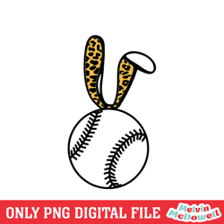 softball sport leopard bunny ears baseball png, mother day png, digital download