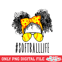 softball life messy bun afro puffs mom png, mother day png, digital download