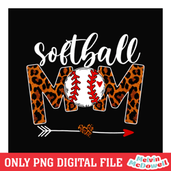 softball mom leopard sport arrow heart png,mom png, mother day png, digital download file