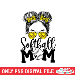 softball mom cool messy bun girl baseball png ,mom png, mother day png, digital download file