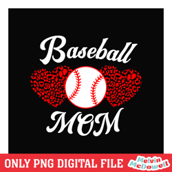 baseball mom leopard heart sport design png, mom png, mother day png, digital download file