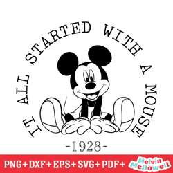 it all started with a mickey mouse est 1928 svg, disney svg ,disney mickey svg , digital download file