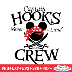 captain hooks neverland crew svg, disney svg ,disney mickey svg , digital download file