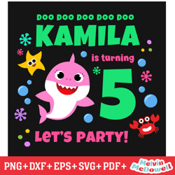 happy 5th birthday party baby shark personalized svg, baby shark svg, digital download