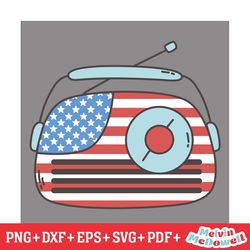 american flag radio 4th of july day svg, 4th of july svg, digital download