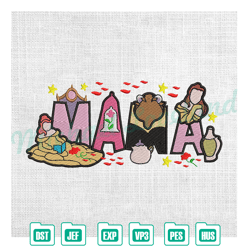 mama princess belle and the beast embroidery ,embroidery design, digital embroidery,embroidery files
