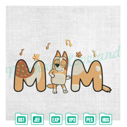 mom chilli heeler singing mother day embroidery ,embroidery design, digital embroidery,embroidery files