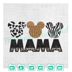 mama mickey head animal kingdom wild embroidery ,embroidery design, digital embroidery,embroidery files