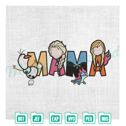 mama princess elsa and anna frozen embroidery ,embroidery design, digital embroidery,embroidery files