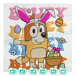 bluey family happy easter eggs basket embroidery ,embroidery design, digital embroidery