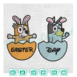 easter day eggs hatch bluey and bingo bunny embroidery ,embroidery design, digital embroidery