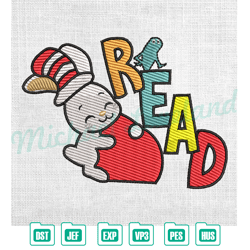 easter bunny read across america embroidery ,embroidery design, digital embroidery
