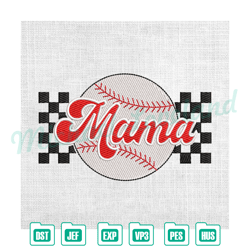 mama sport baseball mother day checkered embroidery , embroidery design file, digital embroidery