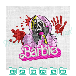 barbie ghostface scream horror halloween embroidery , embroidery design file, digital embroidery
