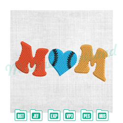mom softball heart machine embroidery design , embroidery design file, digital embroidery file