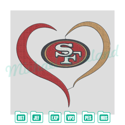 heart san francisco 49ers embroidery design, san francisco 49ers embroidery, nfl embroidery, digital embroidery