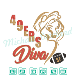 diva san francisco 49ers embroidery design, 49ers embroidery, nfl embroidery, sport embroidery