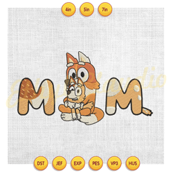 mom bluey and bingo heeler family mother day embroidery ,embroidery design, digital embroidery,embroidery file