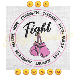 fight breast cancer boxing gloves embroidery ,digital embroidery, embroidery file