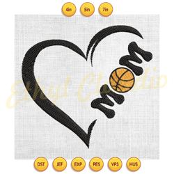 mom basketball heart machine embroidery design ,digital embroidery, embroidery file