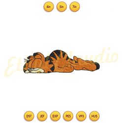 the lazy cat garfield embroidery design