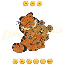 garfield and teddy bear embroidery