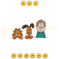 garfield odie and jon arbuckle embroidery