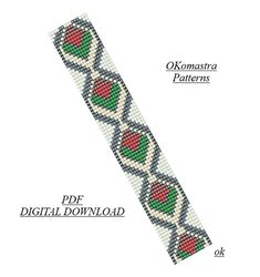 Beading.Beaded bracelet on a loom Miyuki delica.Bead embroidery pattern on a loom in PDF format. Just download the PDF.