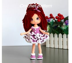 crochet pattern doll - princess amigurumi in clothes - digita patterns pdf