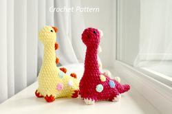 crochet pattern plush dinosaur brontosaurus - dino amigurumi digital patter tutorial pdf