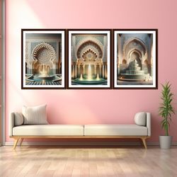 moroccan fountain, multi-level wall fountain, arab fountain moroccan, islamic wall art, dgital png