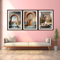 moroccan old arch arabic door, moroccan fountain, wall art arabic. dgital png