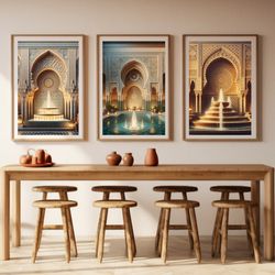 multi-level moroccan fountain, moroccan fountain, wall art arabic, islamic wall art decor, digital png