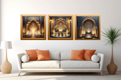 old arched moroccan door, multi-level moroccan fountain, arabic wall art, old moroccan door, digital png