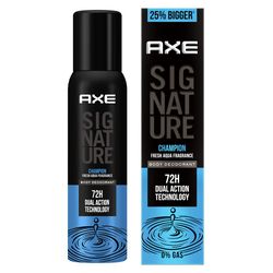 axe signature champion long lasting no gas body spray deodorant for men fresh aqua fragance 154 ml