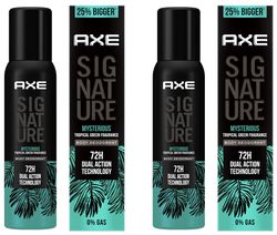 axe signature mysterious long lasting fragrances body spray deodorant for men, 154 ml (pack of 2)