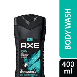 axe apollo 3 in 1 body, face & hair wash for men, long-lasting refreshing shower gel, sage & cedarwood fragrance, 400 ml