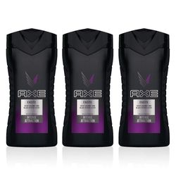 axe excite 3 in 1 body, face & hair wash for men, shower gel crisp coconut & black pepper fragrance, 250 ml (pack of 3)