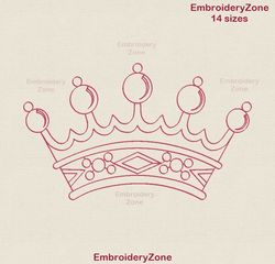outline crown machine embroidery designs, redwork mini crown embroidery design, crown design, small crown embroidery