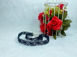the choke and bracelet are lace. set of jewelry. handmade.