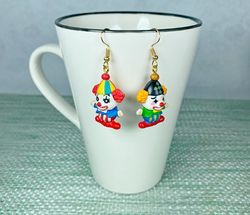 clown earrings. handmade jewelry.