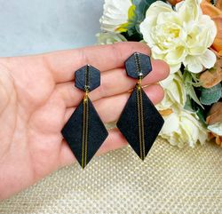 handmade matte black earrings.