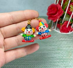 Clown earrings. Handmade jewelry.Interesting handmade earrings.