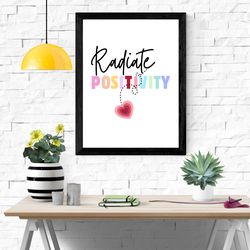 radiate positive thoughts printable wall art / digital prints /instant download